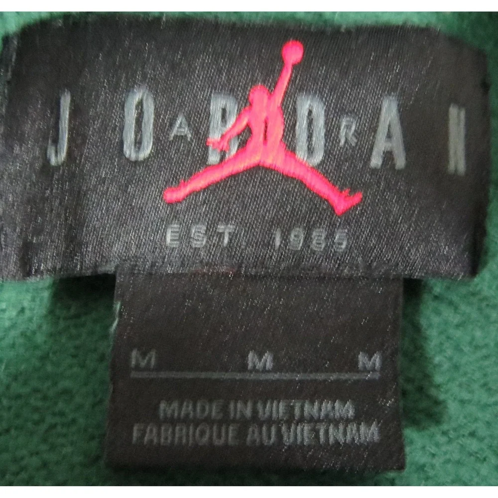 Jordan Essentials All Over Print Hoodie Men M Green Jumpman Fleece Cotton Logo